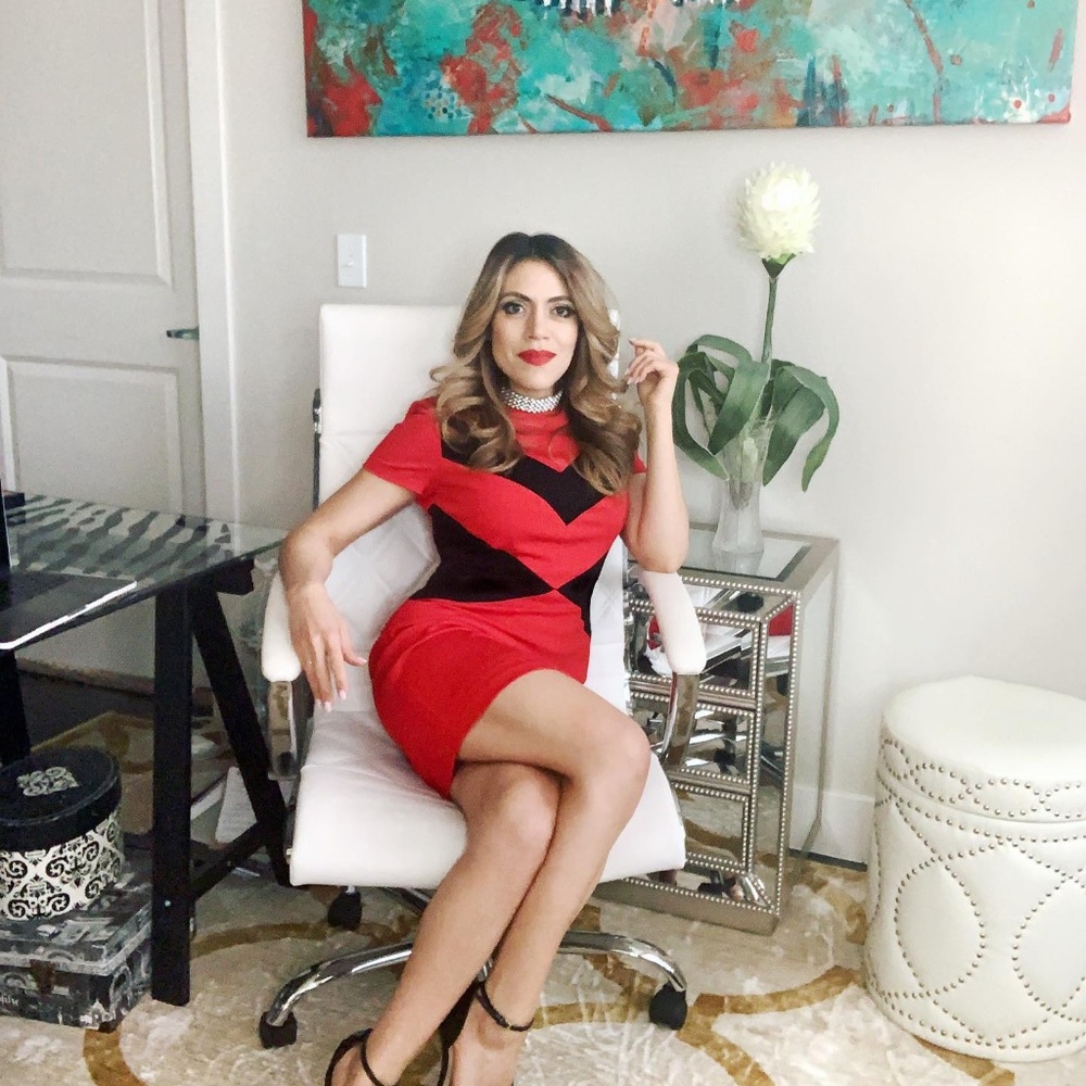 Vince Camuto Red & Black Dress
